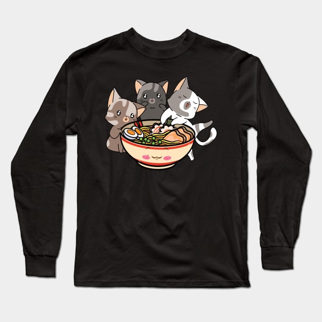 Ramen And Cats Fan Ramen Noodles Noodle Soup Long Sleeve T-Shirt by WoollyWonder